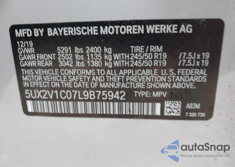 2020 BMW X4 xDrive30I из США, поврежденный, VIN 5UX2V1C07L9B75942